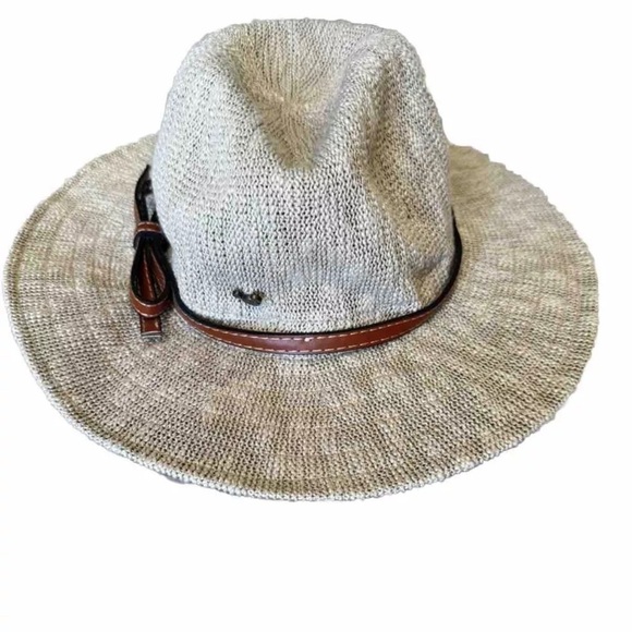 Disney Accessories - Disney Parks Woven Adult Hat Leather Like Bow Tan Safari Style Disneyland Mickey